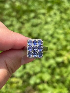 Tanzanite Cluster Halo Ring